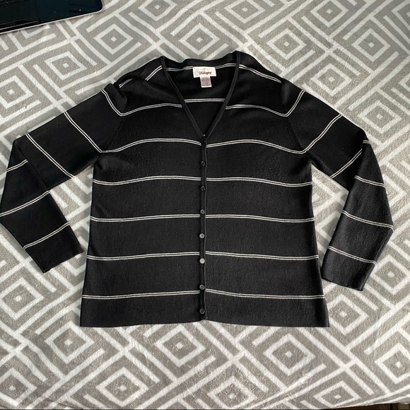 Worthington Vintage Striped Button Up Sweater - Picture 15 of 16